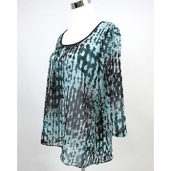 BCX Caged Back Printed Sheer Blouse - Picture 8 of 9